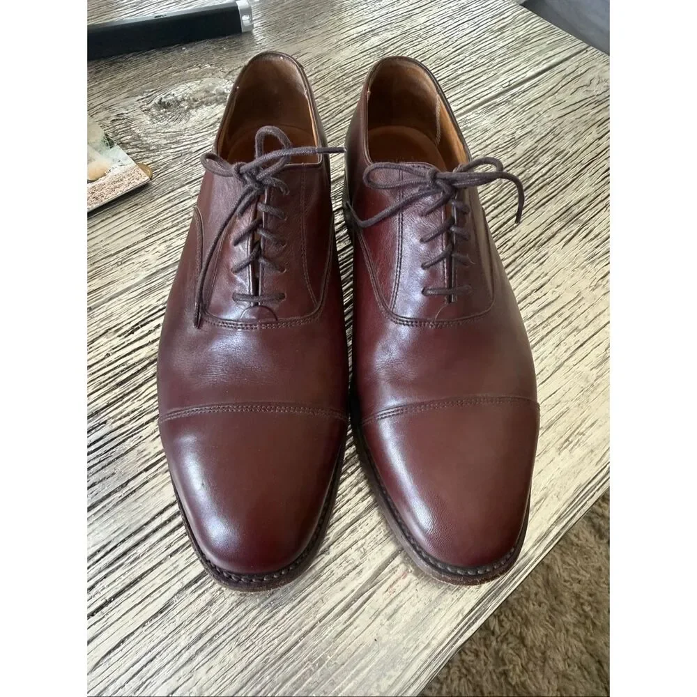 E.T. Wright Masters Collection Dark Brown Cap Toe Lace Up Loafers sz 10EE EUC